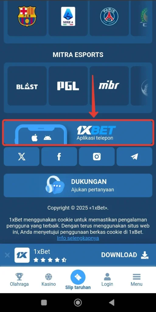 1xbet download android